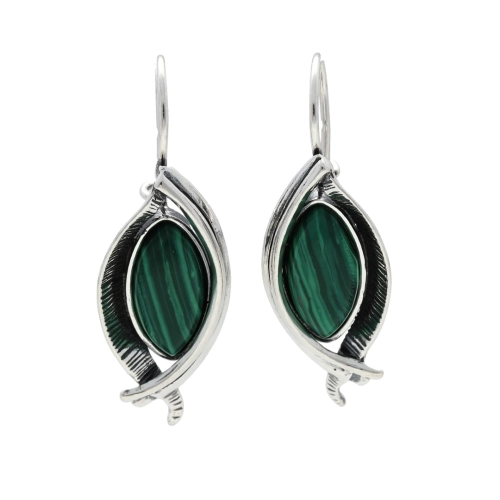 Kolczyki z malachitem srebro