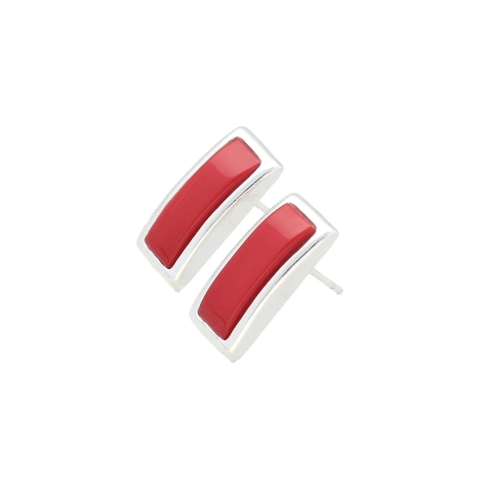 Kolczyki prostokątne z koralem srebro