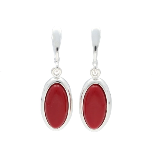 Kolczyki owalne z koralem srebro