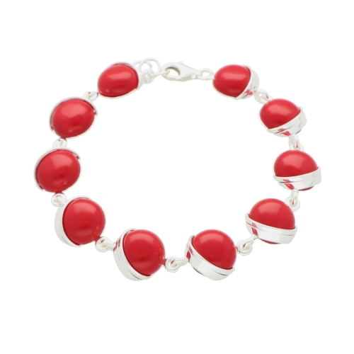 Okrągła bransoletka z koralem srebro