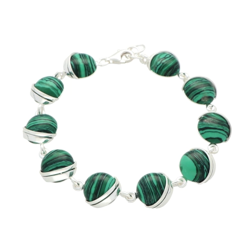 Okrągła bransoletka z malachitem srebro oksydowane