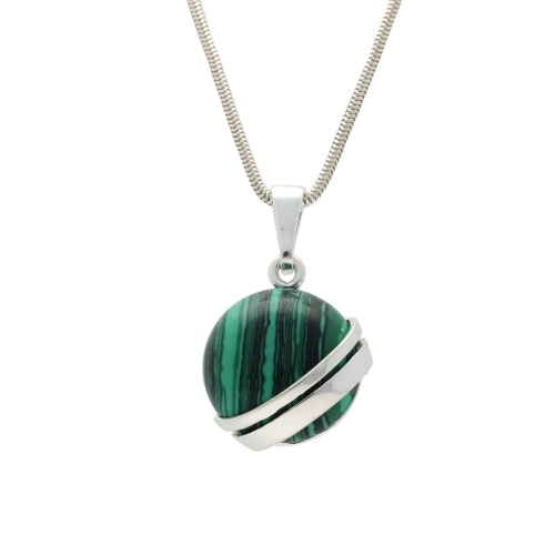 Okrągły wisior z malachitem srebro