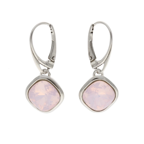 Kolczyki kwadraty z różowym kryształem  Rose Water