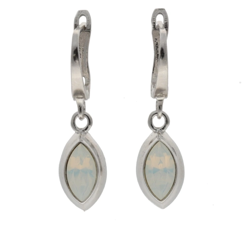 Kolczyki łezki z białym kryształem srebro