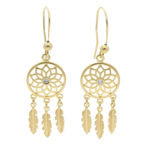 Kolczyki łapacz snów srebro pozłacane