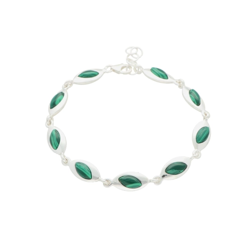 Bransoletka owalna z malachitem srebro