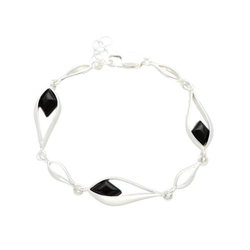 Bransoletka łezka z onyksem srebro