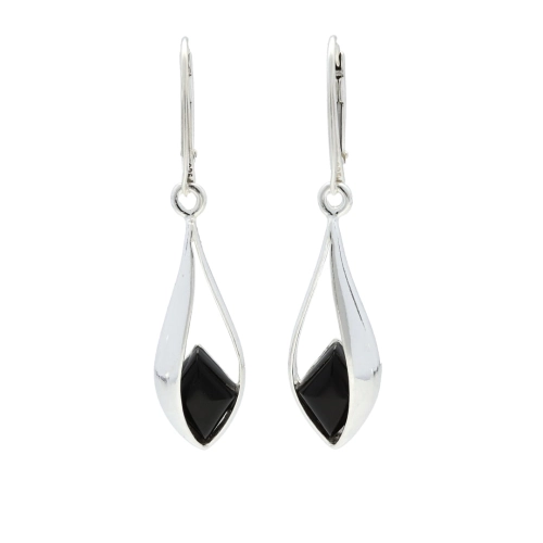 Kolczyki łezki z onyksem srebro