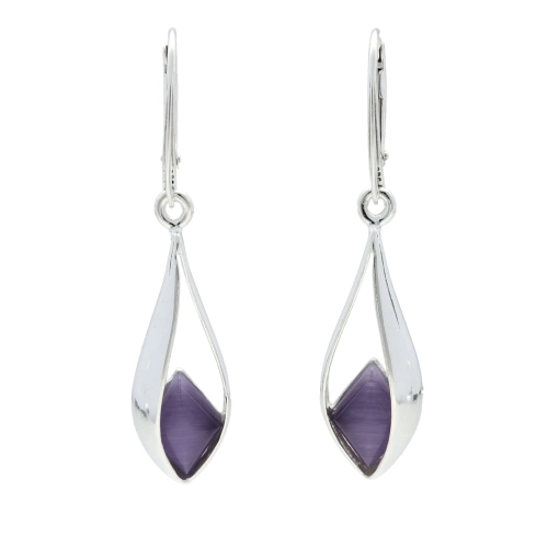 Kolczyki łezki z fioletowym uleksytem srebro