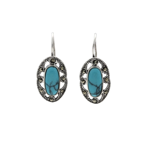 Kolczyki z markazytami i turkusem srebro