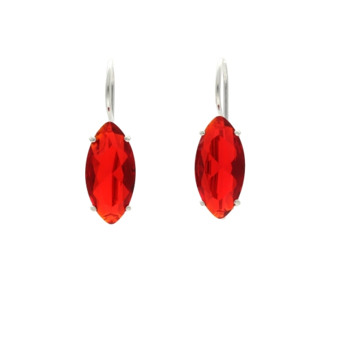 Kolczyki owalne z czerwonymi cyrkoniami