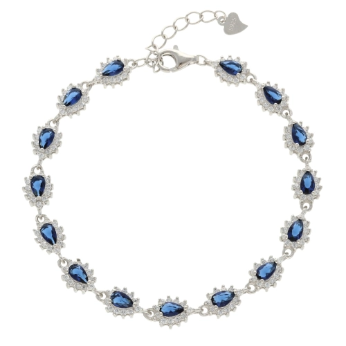 Bransoletka łezka szafirowa srebro