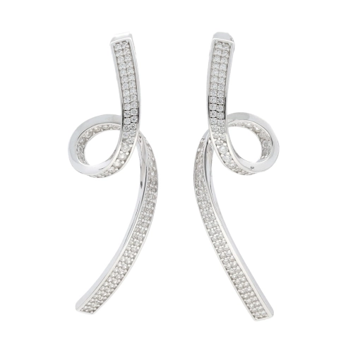 Kolczyki zawijane z cyrkoniami srebro