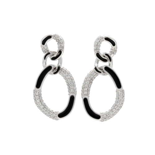 Kolczyki z cyrkoniami i emalią srebro