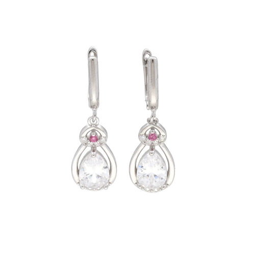 Kolczyki łezki z białą cyrkonią srebro