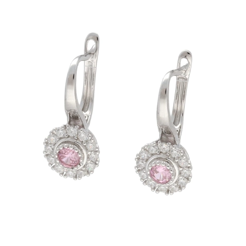 Kolczyki z różową cyrkonią srebro