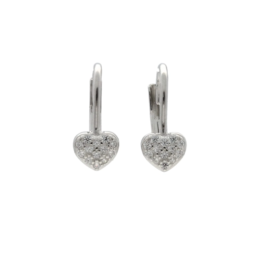 Kolczyki serduszka z białą cyrkonią srebro