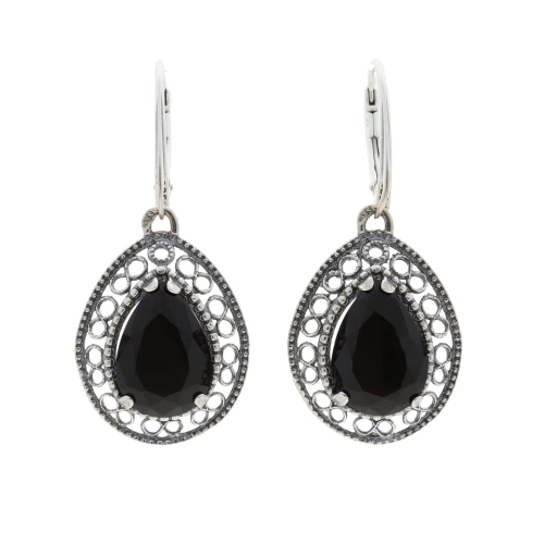 Kolczyki łezki z czarną cyrkonią srebro oksydowane