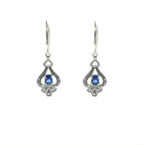 Kolczyki ornamentowe z szafirową cyrkonią srebro oksydowane