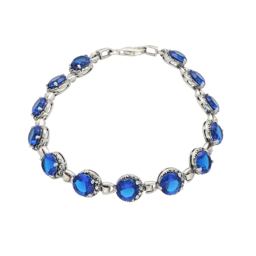 Bransoletka okrągła z szafirową cyrkonią srebro oksydowane