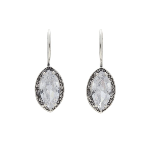 Kolczyki z białą cyrkonią srebro oksydowane