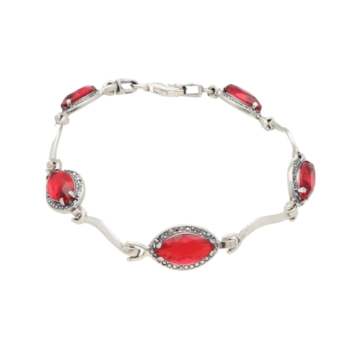 Bransoletka z czerwoną cyrkonią srebro oksydowane