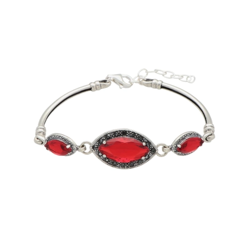 Bransoletka z czerwoną cyrkonią srebro oksydowane