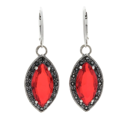 Kolczyki z czerwoną cyrkonią srebro oksydowane