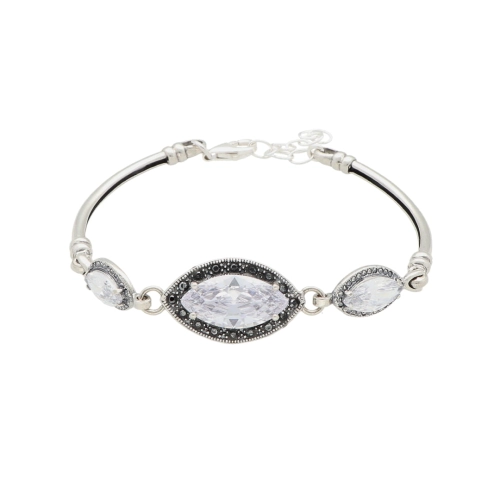 Bransoletka z białą cyrkonią srebro oksydowane