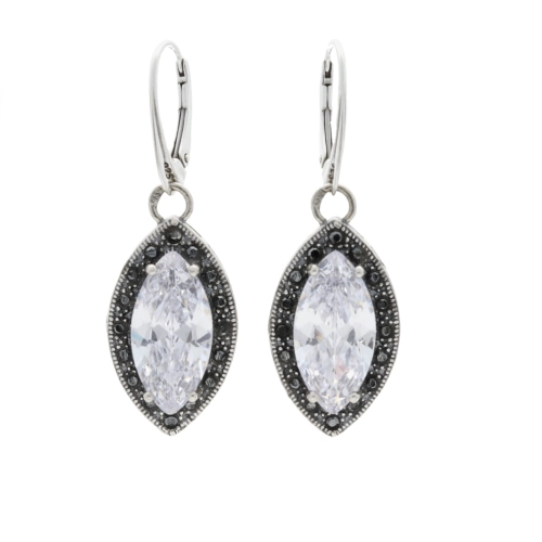 Kolczyki z białą cyrkonią srebro oksydowane