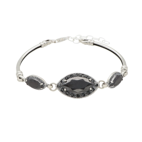 Bransoletka z czarną cyrkonią srebro oksydowane