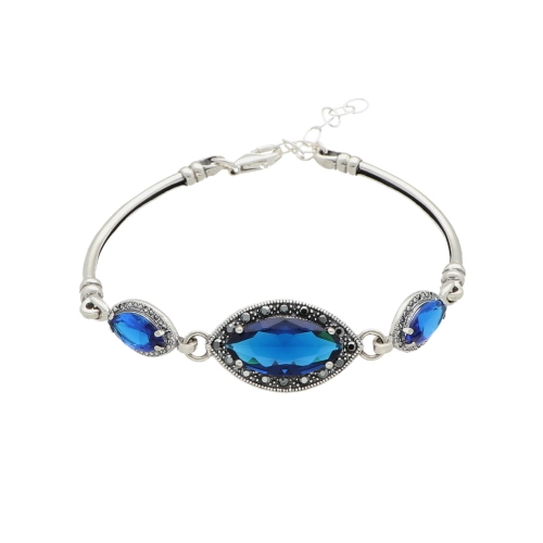 Bransoletka z niebieską cyrkonią srebro oksydowane