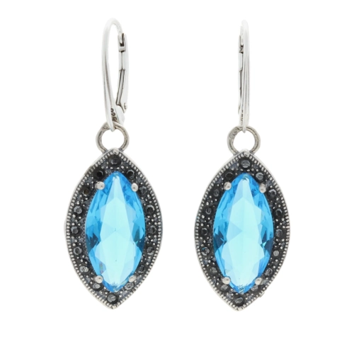 Kolczyki z błękitną cyrkonią srebro oksydowane