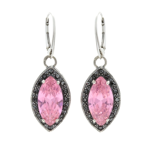 Kolczyki z różową cyrkonią srebro osydowane