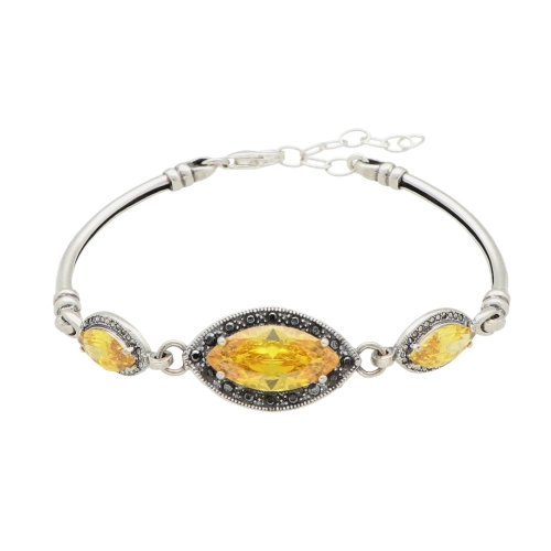 Bransoletka z żółtą cyrkonią srebro oksydowane