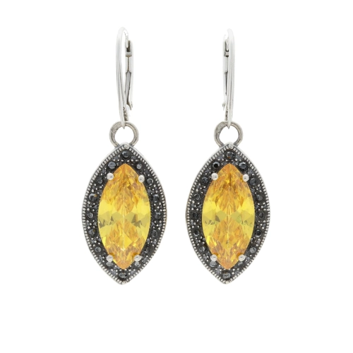 Kolczyki z żółtą cyrkonią srebro oksydowane