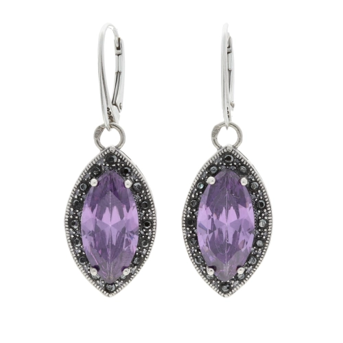 Kolczyki z fioletową cyrkonią srebro oksydowane