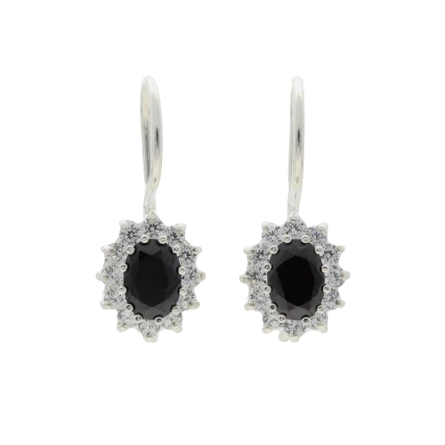 Kolczyki markizy czarne z cyrkoniami srebro