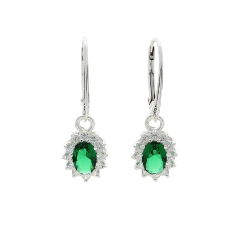 Kolczyki markizy ze szmaragdami i cyrkoniami srebro