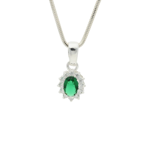 Wisiorek markiza ze szmaragdem i cyrkoniami srebro -