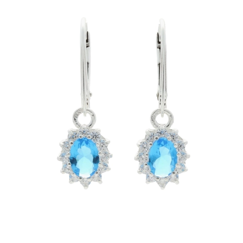 Kolczyki markizy z akwamarynem i cyrkoniami srebro