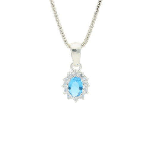 Wisiorek markiza z akwamarynem i cyrkoniami srebro