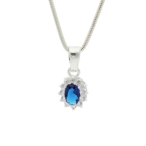 Wisiorek markiza z szafirem i cyrkoniami srebro