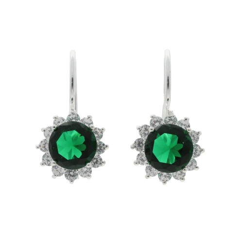 Kolczyki markizy z szmaragdami i cyrkoniami srebro