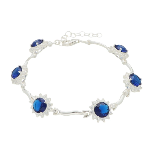 Bransoletka markiza z szafirową cyrkonią srebro