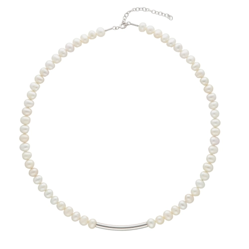 Naszyjnik z perłami srebro rodowane