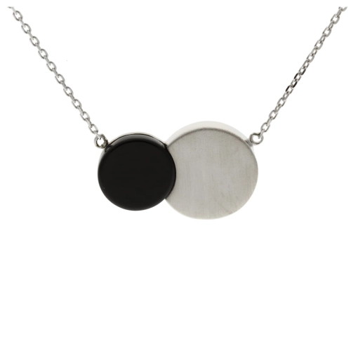 Elegancki naszyjnik z onyksem srebro rodowane 50 cm