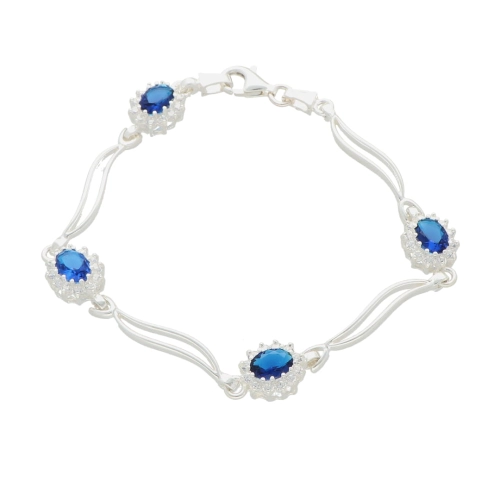 Bransoletka markiza z szafirami i cyrkoniami
