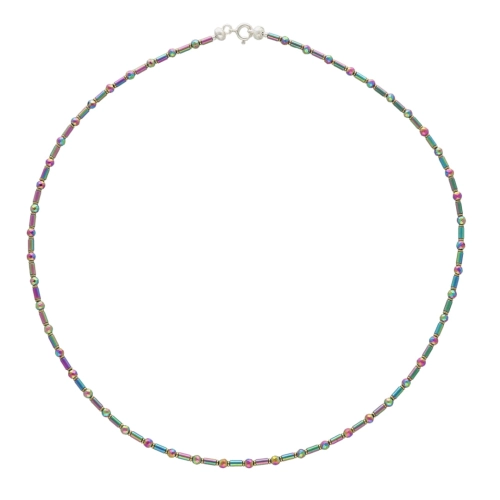 Naszyjnik z hematytem kolorowym srebro