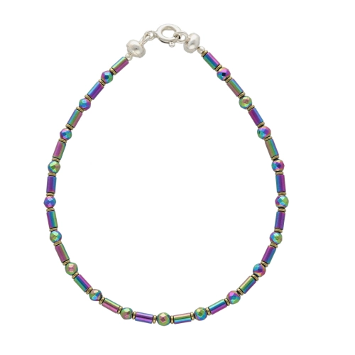 Bransoletka z hematytem kolorowy srebro